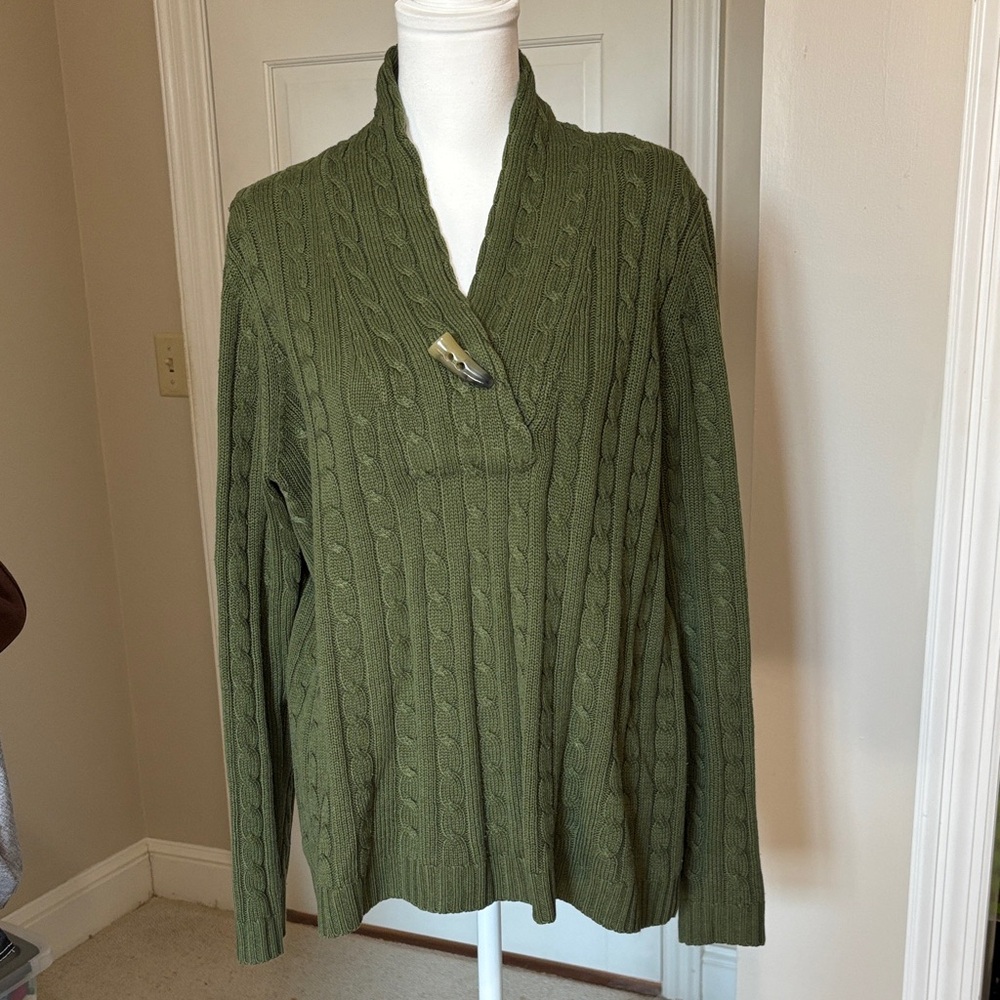 M/L Josephine Chaus Forest Green Cowl Neck Sweater